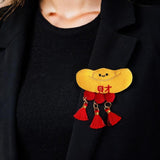 Maxbell Chinese New Year Blessing Hanging Decoration Cute Brooch for Store Farmhouse Ingot