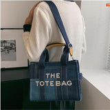 Maxbell Women Canvas Tote Bag Accessories Purse Handbag for Party Favors Lady Dating Blue and Large