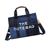 Maxbell Women Canvas Tote Bag Accessories Purse Handbag for Party Favors Lady Dating Blue and Large