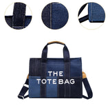 Maxbell Women Canvas Tote Bag Accessories Purse Handbag for Party Favors Lady Dating Blue and Large