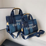 Maxbell Women Canvas Tote Bag Accessories Purse Handbag for Party Favors Lady Dating Blue and Large