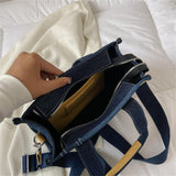 Maxbell Women Canvas Tote Bag Accessories Purse Handbag for Party Favors Lady Dating Blue and Large