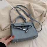 Maxbell Women Top Handle Satchel Fashion Portable Top Handle Bag Small Crossbody Bag Light Blue