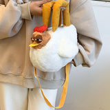 Maxbell Plush Bag Adjustable Strap Cartoon Hen Crossbody Bag for Birthday Gift Party