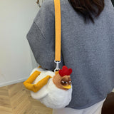 Maxbell Plush Bag Adjustable Strap Cartoon Hen Crossbody Bag for Birthday Gift Party