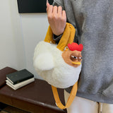 Maxbell Plush Bag Adjustable Strap Cartoon Hen Crossbody Bag for Birthday Gift Party