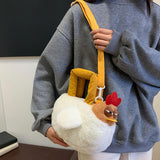 Maxbell Plush Bag Adjustable Strap Cartoon Hen Crossbody Bag for Birthday Gift Party
