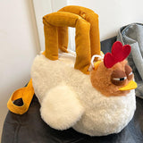 Maxbell Plush Bag Adjustable Strap Cartoon Hen Crossbody Bag for Birthday Gift Party