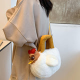 Maxbell Plush Bag Adjustable Strap Cartoon Hen Crossbody Bag for Birthday Gift Party