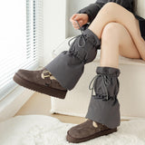 Maxbell Women Winter Padded Puffer Leg Warmers Warm Lightweight Thickened Leg Covers Gray