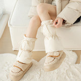 Maxbell Women Winter Padded Puffer Leg Warmers Warm Lightweight Thickened Leg Covers White