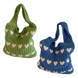 Maxbell Women's Shoulder Bag Lady Pouch Knitted Tote Bag for Outdoor Travel Birthday Green