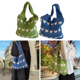 Maxbell Women's Shoulder Bag Lady Pouch Knitted Tote Bag for Outdoor Travel Birthday Green