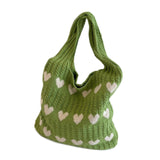 Maxbell Women's Shoulder Bag Lady Pouch Knitted Tote Bag for Outdoor Travel Birthday Green