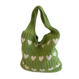 Maxbell Women's Shoulder Bag Lady Pouch Knitted Tote Bag for Outdoor Travel Birthday Green