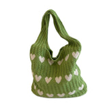 Maxbell Women's Shoulder Bag Lady Pouch Knitted Tote Bag for Outdoor Travel Birthday Green
