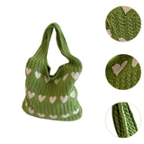 Maxbell Women's Shoulder Bag Lady Pouch Knitted Tote Bag for Outdoor Travel Birthday Green