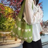 Maxbell Women's Shoulder Bag Lady Pouch Knitted Tote Bag for Outdoor Travel Birthday Green
