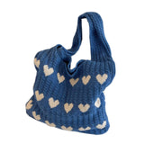 Maxbell Women's Shoulder Bag Lady Pouch Knitted Tote Bag for Outdoor Travel Birthday Blue