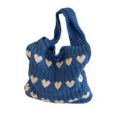 Maxbell Women's Shoulder Bag Lady Pouch Knitted Tote Bag for Outdoor Travel Birthday Blue