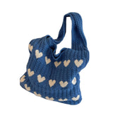 Maxbell Women's Shoulder Bag Lady Pouch Knitted Tote Bag for Outdoor Travel Birthday Blue