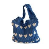 Maxbell Women's Shoulder Bag Lady Pouch Knitted Tote Bag for Outdoor Travel Birthday Blue