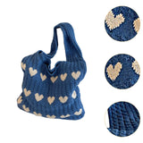 Maxbell Women's Shoulder Bag Lady Pouch Knitted Tote Bag for Outdoor Travel Birthday Blue