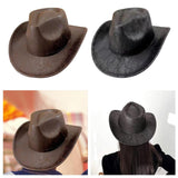 Maxbell Western Cowboy Hat Headwear Dress up Wide Brim for Party Holiday Performance Coffee
