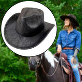 Maxbell Western Cowboy Hat Headwear Dress up Wide Brim for Party Holiday Performance Black