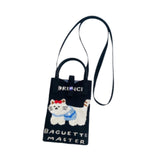 Maxbell Women Knitted Phone Bag Cute Cat Pattern Mini Handbag for Party Street Beach