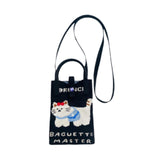 Maxbell Women Knitted Phone Bag Cute Cat Pattern Mini Handbag for Party Street Beach