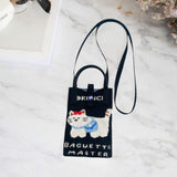 Maxbell Women Knitted Phone Bag Cute Cat Pattern Mini Handbag for Party Street Beach