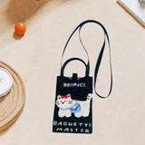 Maxbell Women Knitted Phone Bag Cute Cat Pattern Mini Handbag for Party Street Beach