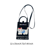 Maxbell Women Knitted Phone Bag Cute Cat Pattern Mini Handbag for Party Street Beach