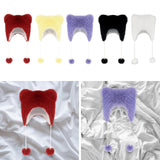 Maxbell Bear Ears Trapper Hat Stylish Ear Protection Hat for Climbing Biking Skating Red