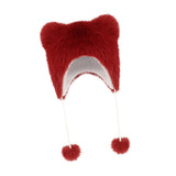 Maxbell Bear Ears Trapper Hat Stylish Ear Protection Hat for Climbing Biking Skating Red