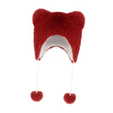 Maxbell Bear Ears Trapper Hat Stylish Ear Protection Hat for Climbing Biking Skating Red
