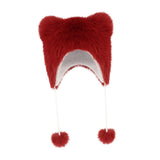 Maxbell Bear Ears Trapper Hat Stylish Ear Protection Hat for Climbing Biking Skating Red