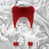 Maxbell Bear Ears Trapper Hat Stylish Ear Protection Hat for Climbing Biking Skating Red