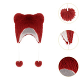 Maxbell Bear Ears Trapper Hat Stylish Ear Protection Hat for Climbing Biking Skating Red