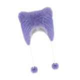 Maxbell Bear Ears Trapper Hat Stylish Ear Protection Hat for Climbing Biking Skating Purple