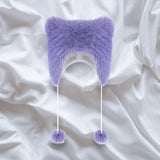 Maxbell Bear Ears Trapper Hat Stylish Ear Protection Hat for Climbing Biking Skating Purple