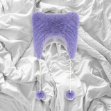 Maxbell Bear Ears Trapper Hat Stylish Ear Protection Hat for Climbing Biking Skating Purple