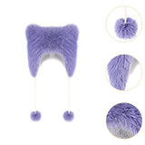 Maxbell Bear Ears Trapper Hat Stylish Ear Protection Hat for Climbing Biking Skating Purple
