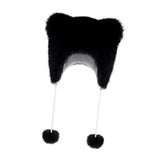 Maxbell Bear Ears Trapper Hat Stylish Ear Protection Hat for Climbing Biking Skating Black
