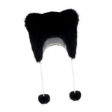 Maxbell Bear Ears Trapper Hat Stylish Ear Protection Hat for Climbing Biking Skating Black