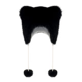 Maxbell Bear Ears Trapper Hat Stylish Ear Protection Hat for Climbing Biking Skating Black
