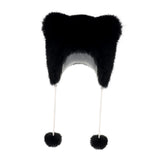 Maxbell Bear Ears Trapper Hat Stylish Ear Protection Hat for Climbing Biking Skating Black