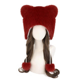 Maxbell Kids Winter Hat Trendy Animal Ears Hat Portable Soft Beanie for Cold Weather Red