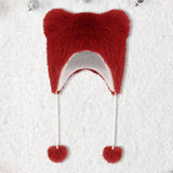 Maxbell Kids Winter Hat Trendy Animal Ears Hat Portable Soft Beanie for Cold Weather Red